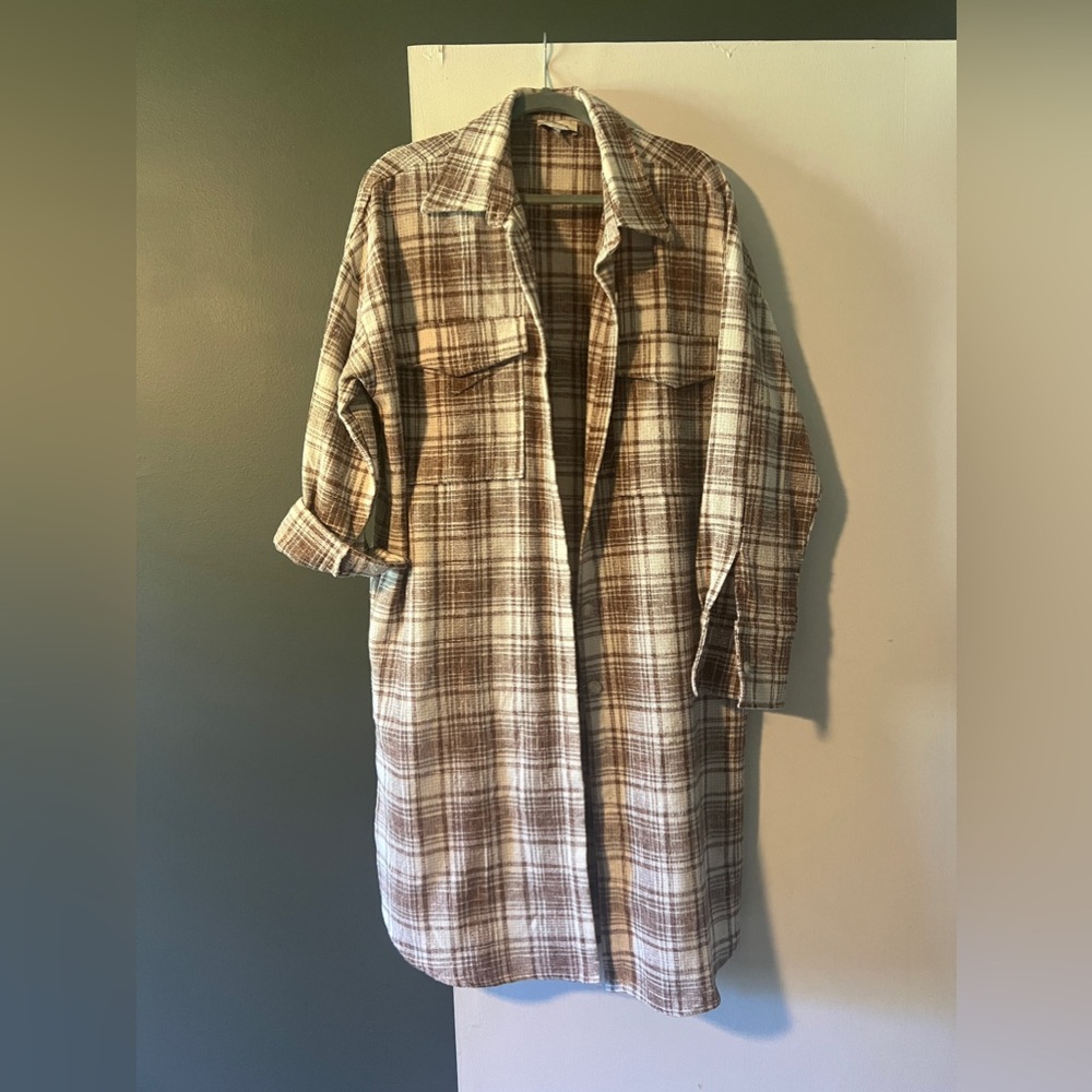 Over sized brown plaid jacket